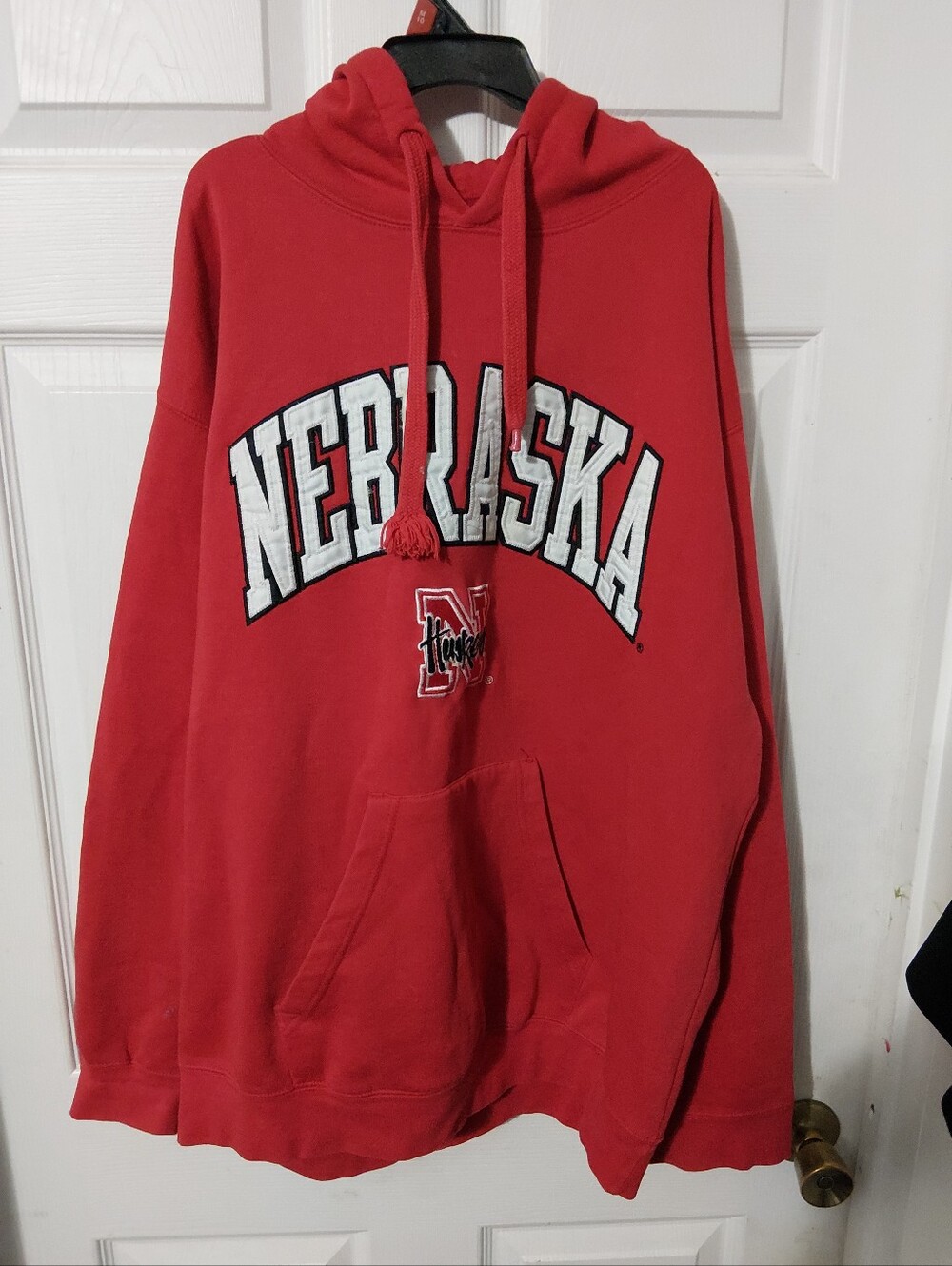 Red Nebraska Hooded Sweatshirt with Front Pocket